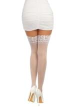 Womens White Anti Slip Thigh High with Lace Top Alt 1