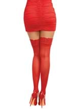 Womens Red Anti Slip Thigh High with Lace Top Alt 1