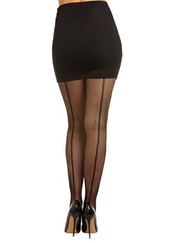 Black Fishnet Pantyhose with Back Seam