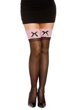 Women's Anti-Slip Black w/ Pink Top and Bow Thigh 