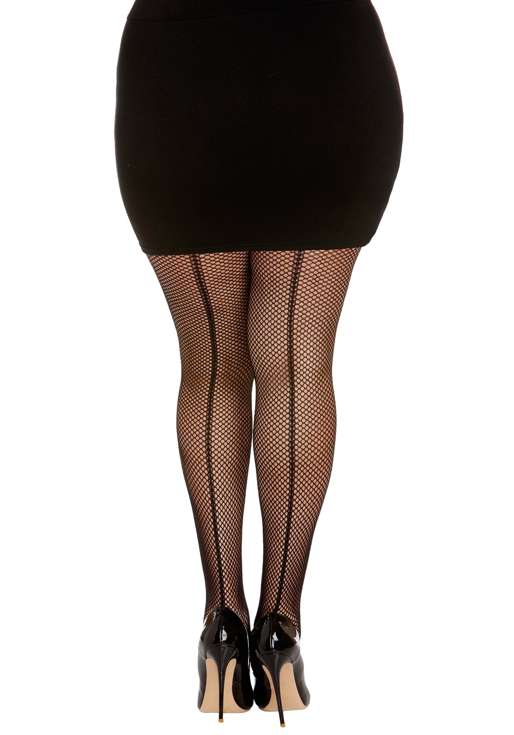 Plus Size Fishnet Tights - Black, With Back Seam - Norcostco, Inc.