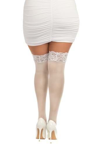 Women's Plus White Anti-Slip Lace Thigh High Stockings