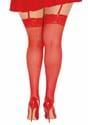 Women's Plus Size Red Thigh High Fishnet w/ Lace T Alt 1