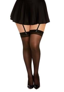 Womens Plus Size Black Thigh High with Back Seam