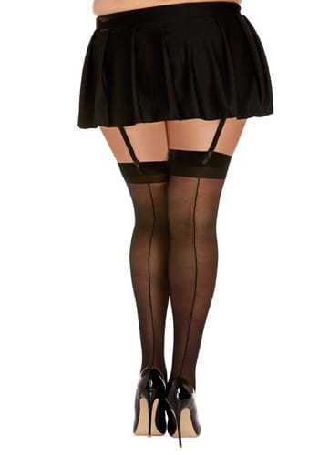 Plus Size Black Thigh High Stockings with Back Seam for Adults | Thigh High Tights