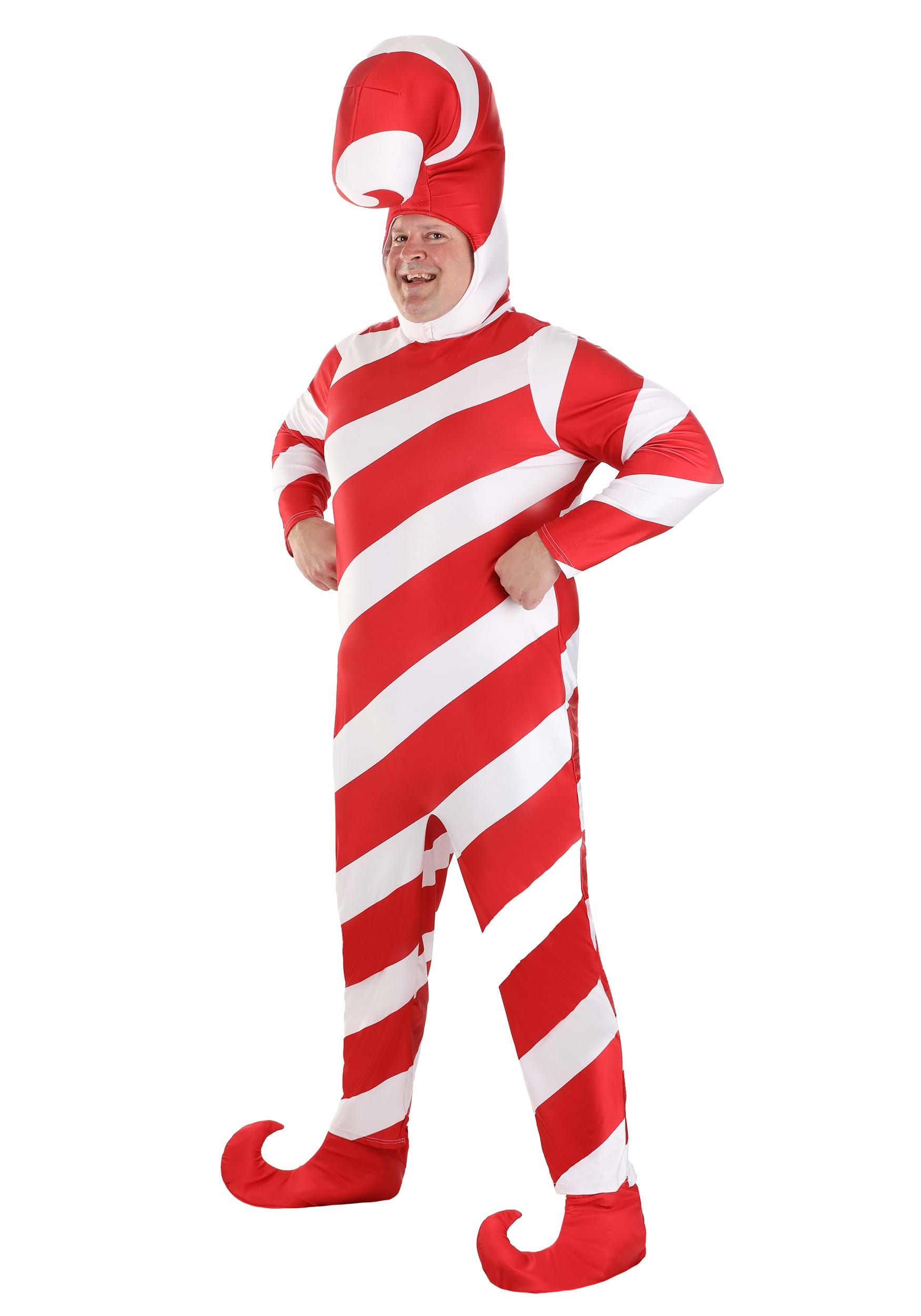 Adult Plus Size Red Candy Cane Bodysuit Costume