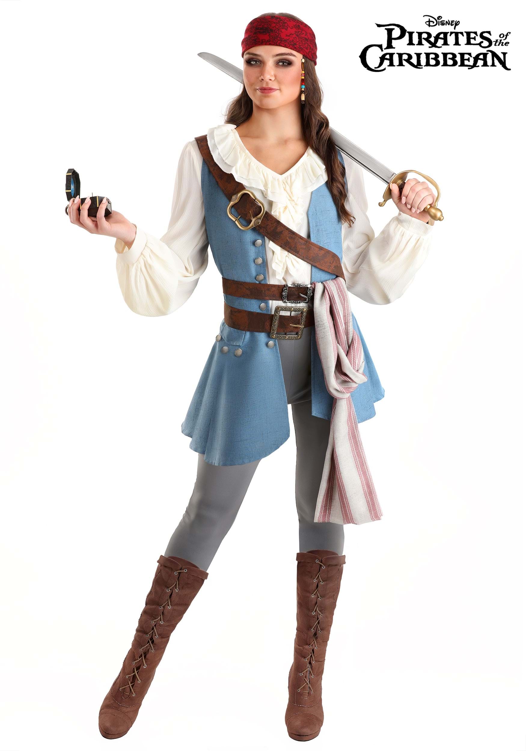 Captain Jack Sparrow Complete Costume Outfit - Pirates Of The Caribbean Halloween Cosplay Suit For Men