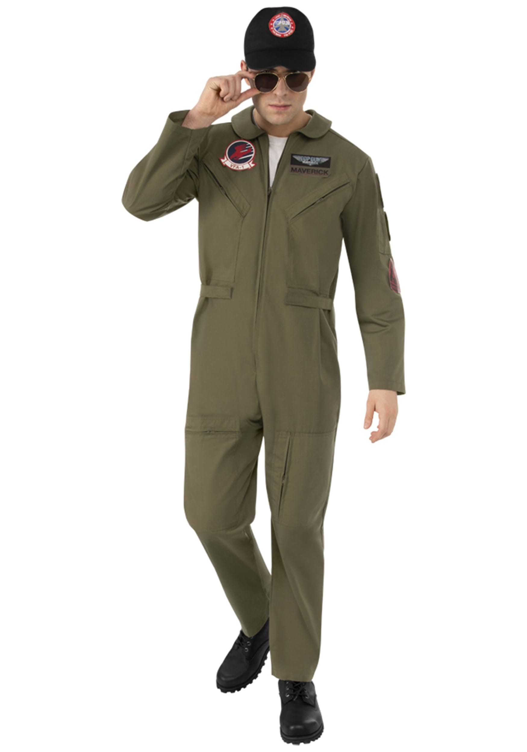 Top Gun Aviator Costume Kit Mens Or Ladies Glasses Baseball Cap Dog Tags