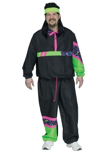 Mens Plus Size 80s Track Suit Costume