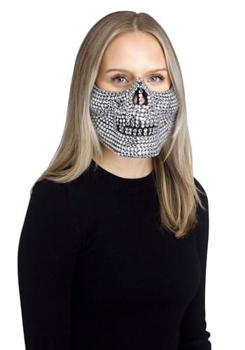 Rhinestone Half Skull Mask