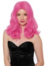 Womens Hot Pink Wavy Wig