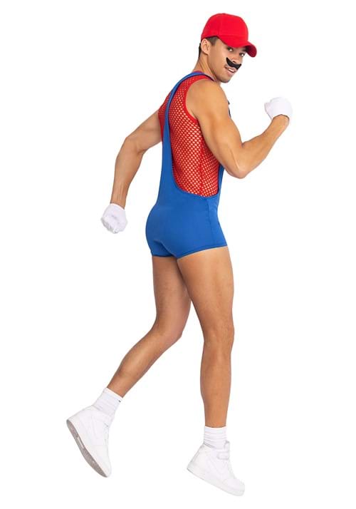 Red Super Plumber Bro Costume for Men Sexy Men's Costumes