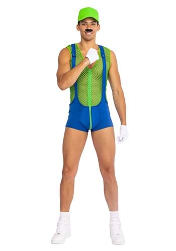 Mens Green Super Plumber Bro Costume
