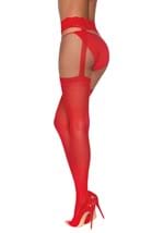 Women's Red Lace Garter Belt with Attached Lace Tr Alt 1