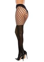 Womens Black Fence Net Fishnets with Solid Black Alt 1