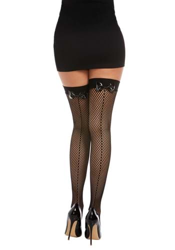 Black Thigh High Fishnets with Back Seam for Women