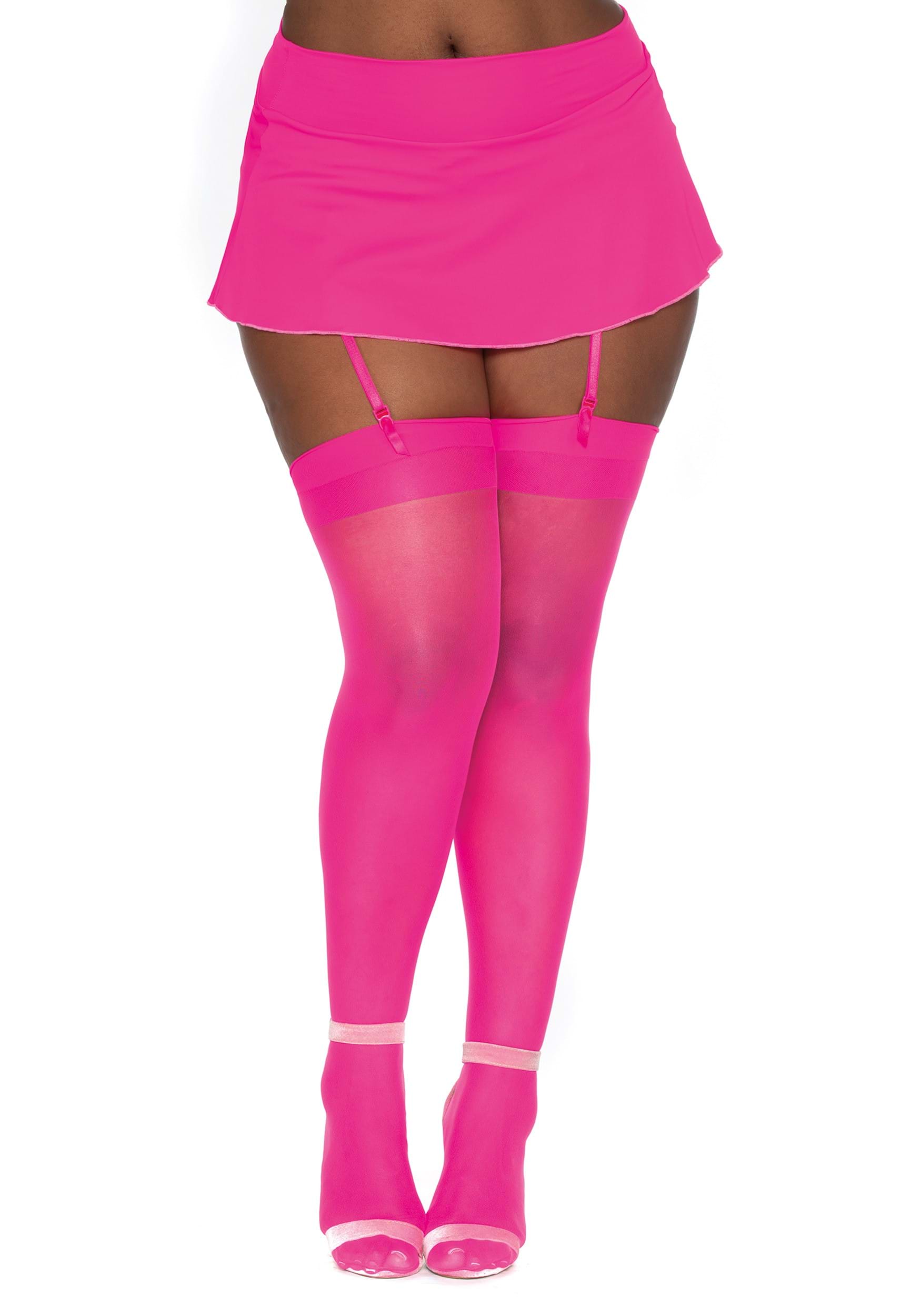 Plus Size Solid Pink Tights for Women