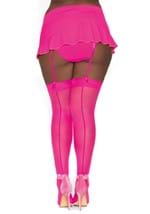 Womens Plus Hot Pink Sheer Thigh High Nylon Alt 1