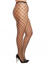 Plus Size Black Double Knitted Fence Net Pantyhose Alt 2