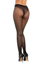 Womens Black Fishnet Stockings with Solid Panty Alt 1