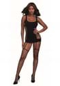 Womens Black Opaque Diamond Net Garter Dress