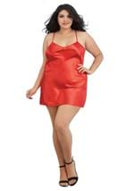 Womens Plus Size Red Charmeuse Chemise Robe Alt 2