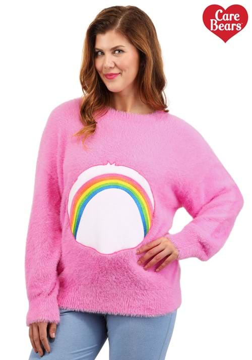 Adult Care Bears Cheer Bear Belly Badge Sweater