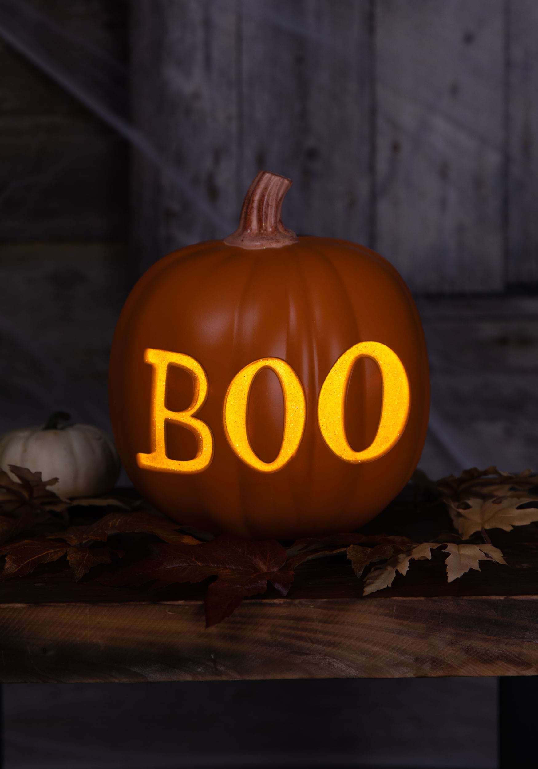 9.75 Light Up 'BOO' Pumpkin Halloween Prop , Pumpkin Décor