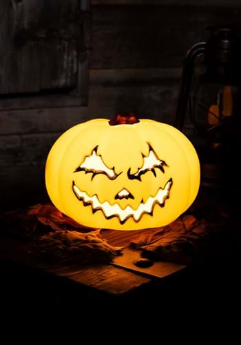9-Inch Spooky White Light Up Pumpkin Decoration | Pumpkin Décor
