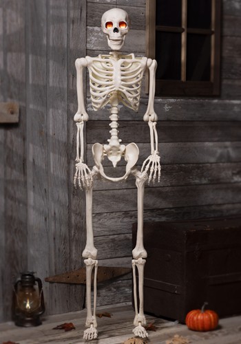 5FT Deluxe Flaming Light Up Eyes & Talking Skeleton Halloween Prop | Skeleton Decorations