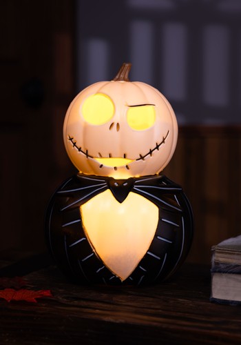 8.25-Inch Nightmare Before Christmas Light Up Jack Skeleton Pumpkin Decoration | Disney Decorations