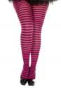 Womens Plus Size Black Hot Pink Striped Tights