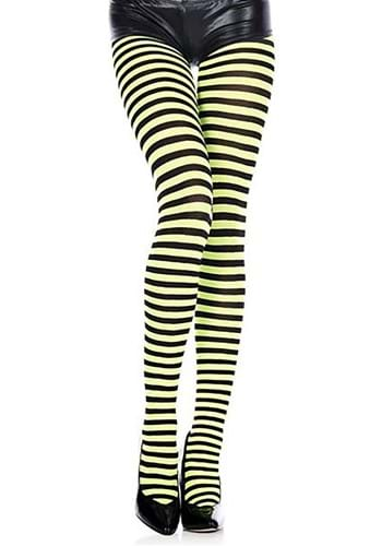 Women's Plus Size Black/White Striped Tights