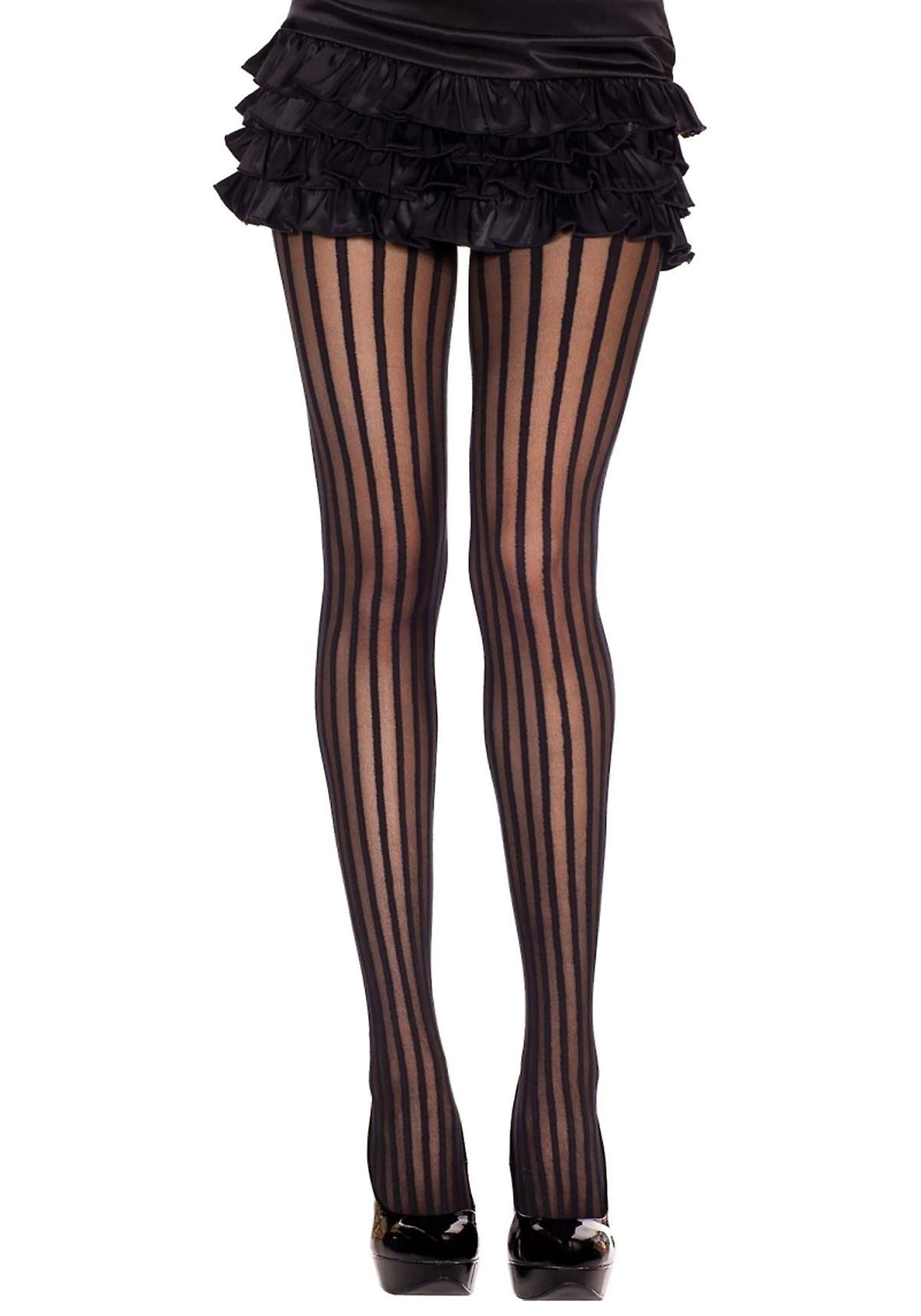 Be Wicked Women's Opaque Vertical Stripe Tights, Black/White, One Size at   Women's Clothing store