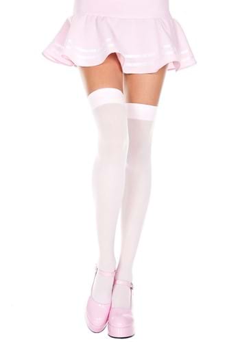 Womens Baby Pink Opaque Thigh High Stockings