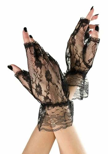 Womens Black Lace Cuff Glove