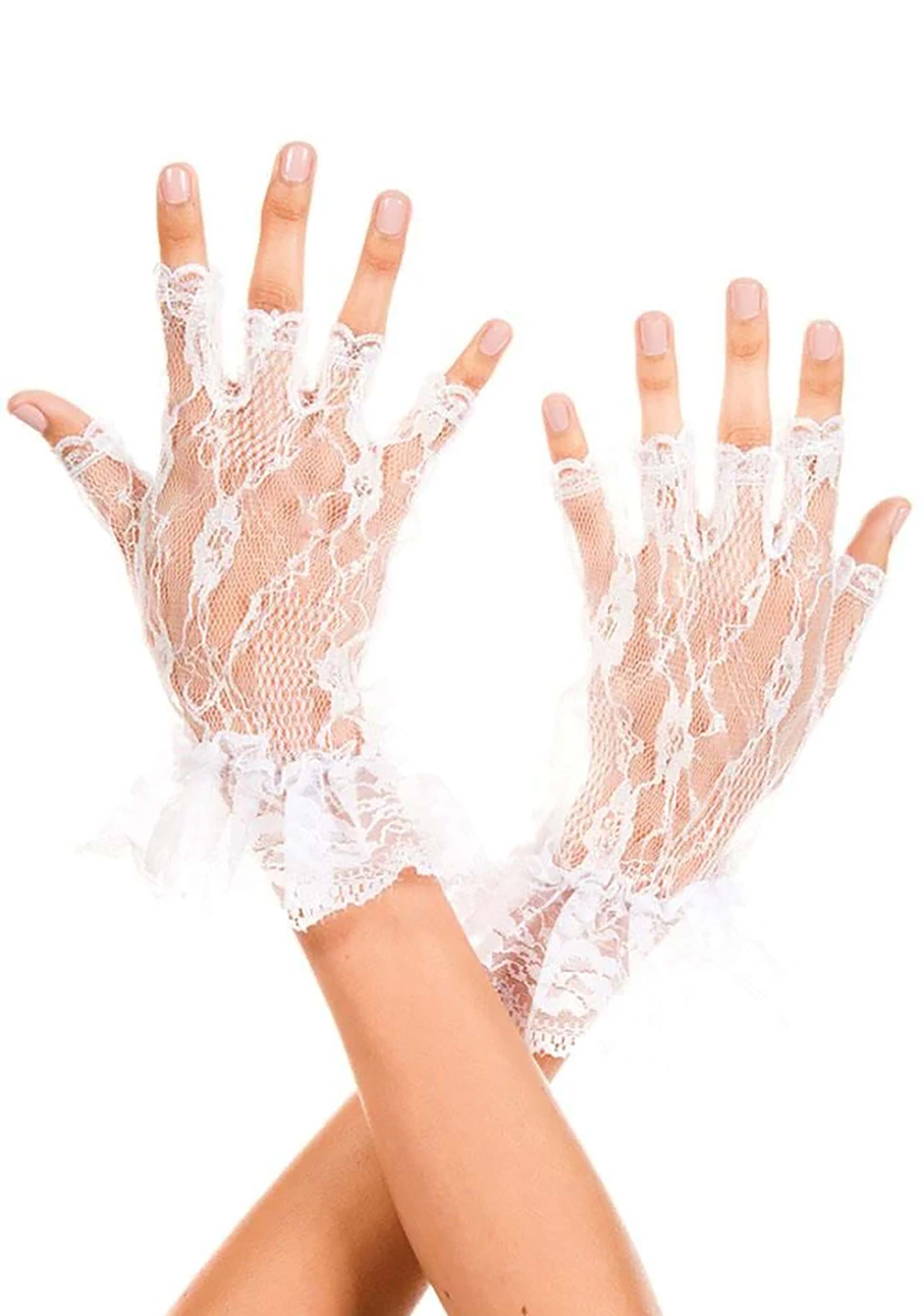 Women's Lace Cuff White Gloves