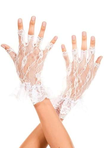 Womens White Lace Cuff Glove