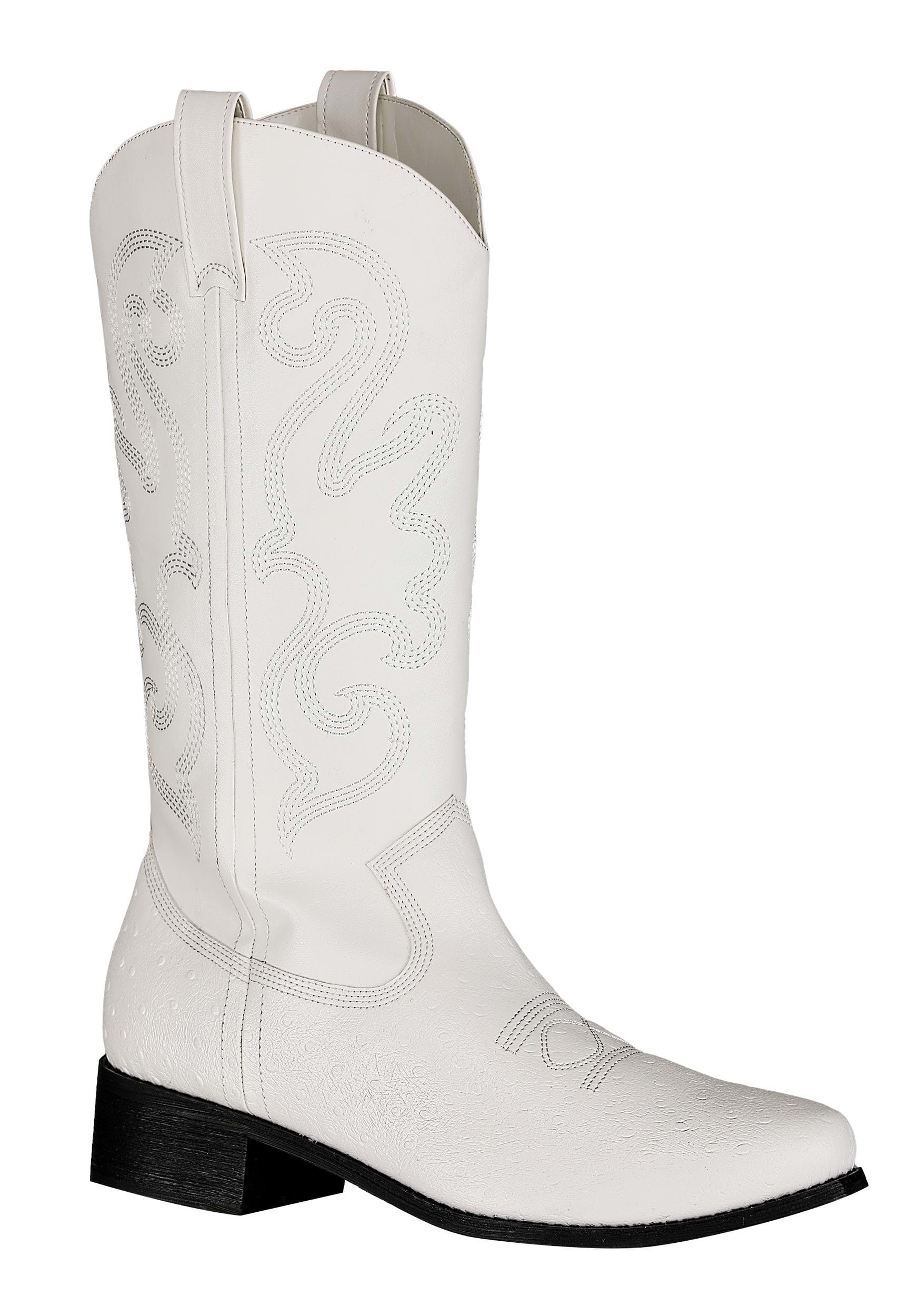 White Cowboy Boots For Men , Costume Shoes For Adults