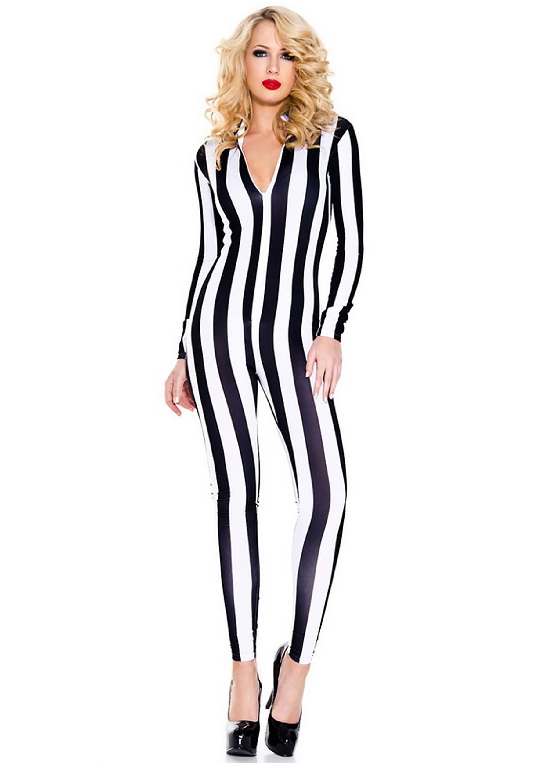 Black jumpsuit store with white stripes