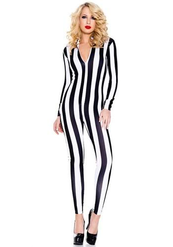 Womens Black and White Stripe Jumpsuit