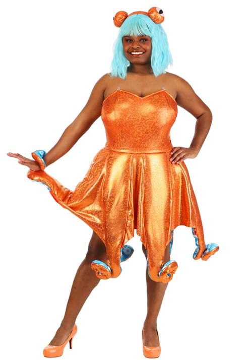 Womens Plus Orange Iridescent Octopus Costume