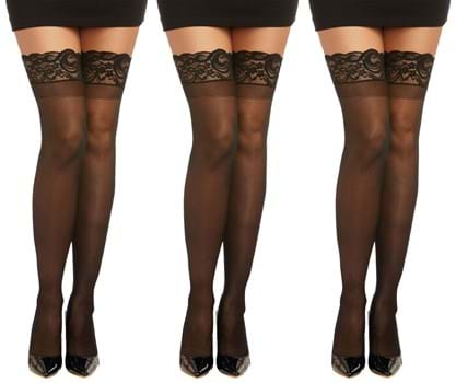 Women's Sheer Stripe Black Thigh Highs Tights