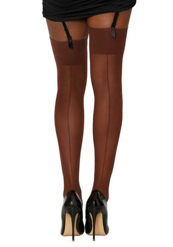 Espresso Sheer Solid Top Thigh High Women's Stockings | Costume Tights