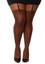Womens Plus Size Espresso Sheer Solid Top Thigh Highs