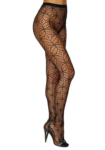 Womens Black Geometric Fishnet Pantyhose Stocking