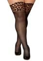 Womens Plus Size Brown Sheer Thigh Highs Leopard Print