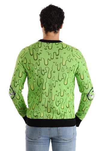 Adult Ghostbusters Slimy Salutations Slimer Sweater | Halloween Sweaters