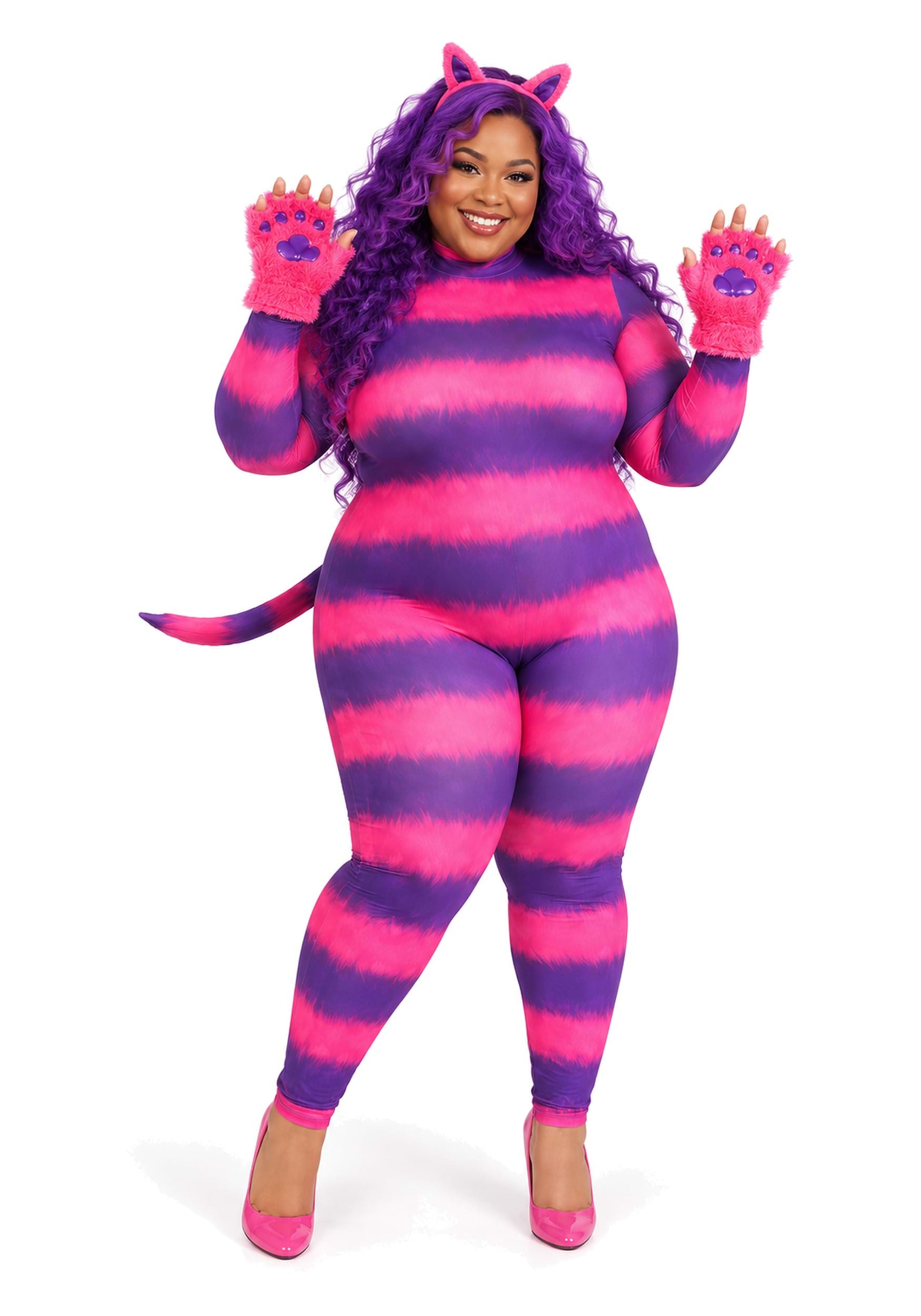 Women's Plus Size Sexy Cheshire Cat Bodysuit Costume | Cheshire Cat Costumes