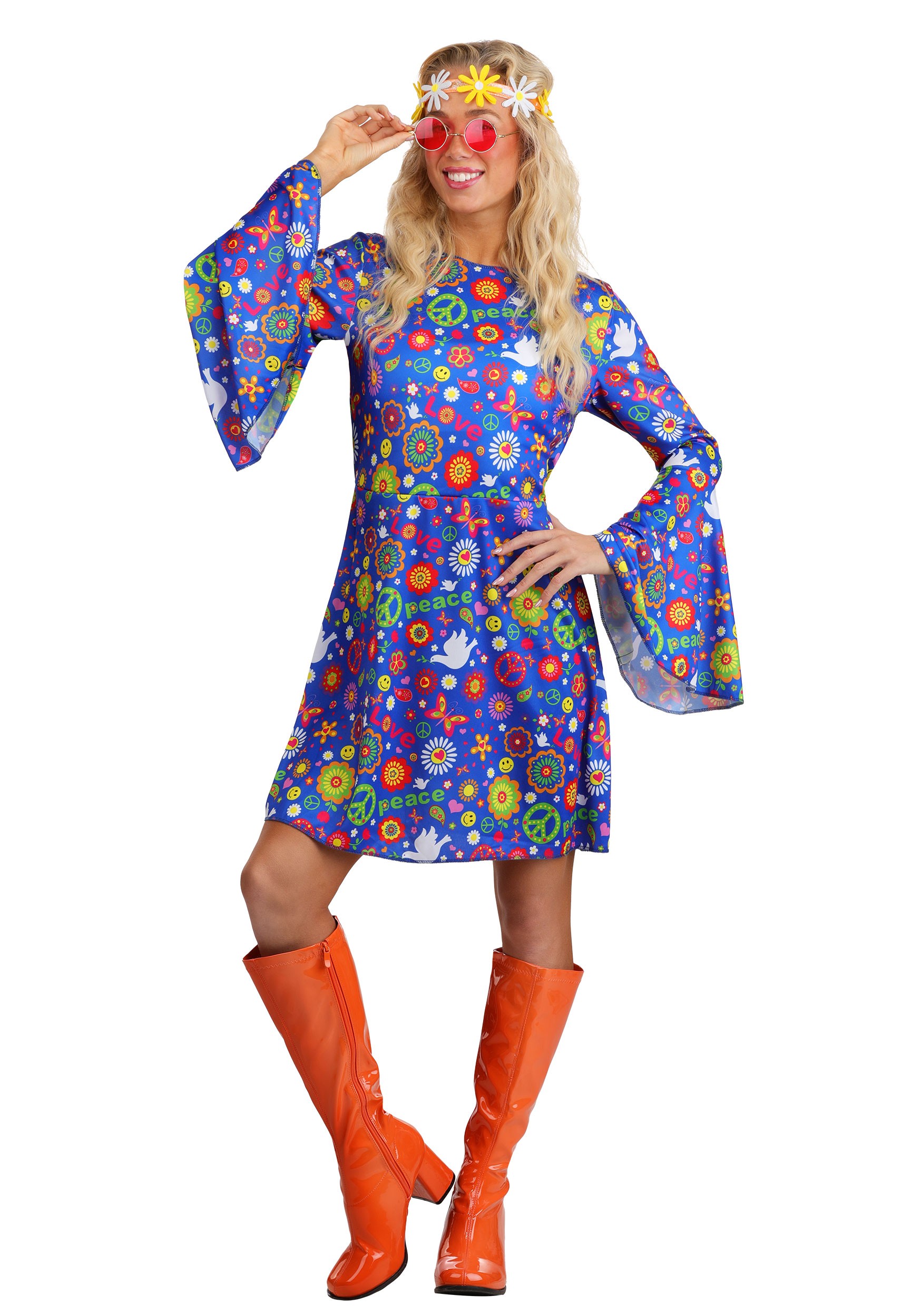 Flower Power Hippie Costume Dress for Women | Hippie Costumes
